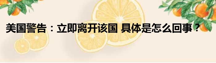 美国警告：立即离开该国 具体是怎么回事？