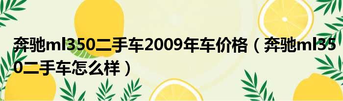 奔驰ml350二手车2009年车价格（奔驰ml350二手车怎么样）