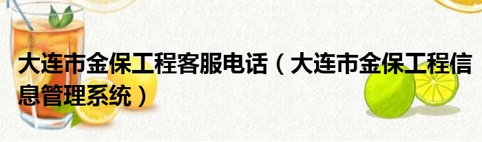 大连市金保工程客服电话（大连市金保工程信息管理系统）