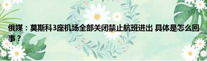 俄媒：莫斯科3座机场全部关闭禁止航班进出 具体是怎么回事？