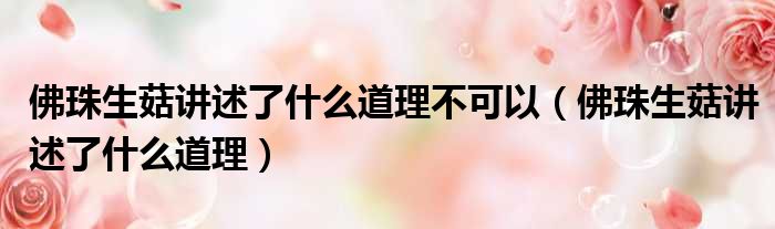 佛珠生菇讲述了什么道理不可以（佛珠生菇讲述了什么道理）