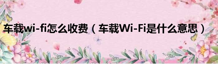 车载wi-fi怎么收费（车载Wi-Fi是什么意思）