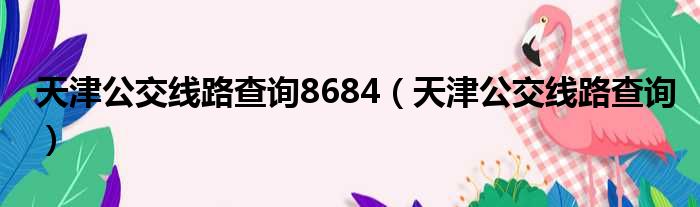 天津公交线路查询8684（天津公交线路查询）