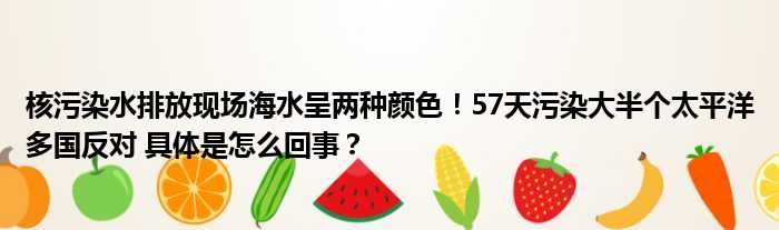 核污染水排放现场海水呈两种颜色！57天污染大半个太平洋多国反对 具体是怎么回事？