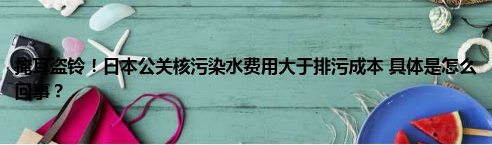 掩耳盗铃！日本公关核污染水费用大于排污成本 具体是怎么回事？