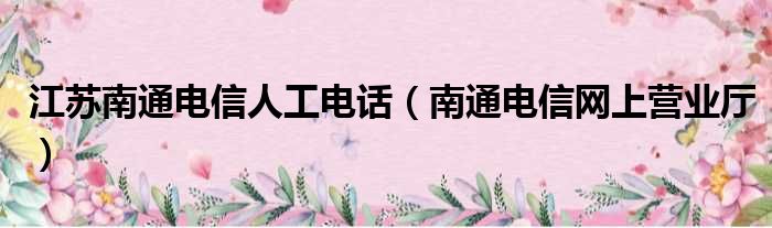 江苏南通电信人工电话（南通电信网上营业厅）