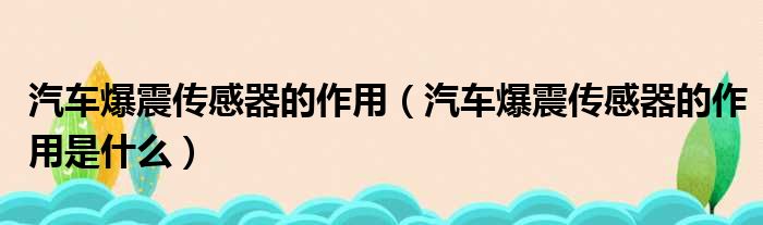 汽车爆震传感器的作用（汽车爆震传感器的作用是什么）