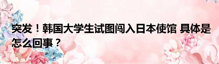 突发！韩国大学生试图闯入日本使馆 具体是怎么回事？