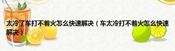 太冷了车打不着火怎么快速解决（车太冷打不着火怎么快速解决）