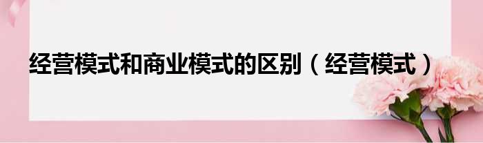 经营模式和商业模式的区别（经营模式）