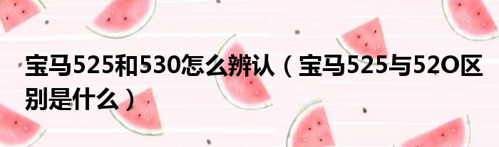 宝马525和530怎么辨认（宝马525与52O区别是什么）