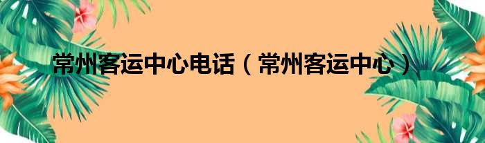 常州客运中心电话（常州客运中心）