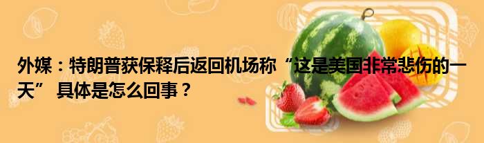 外媒：特朗普获保释后返回机场称“这是美国非常悲伤的一天” 具体是怎么回事？