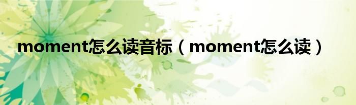 moment怎么读音标（moment怎么读）