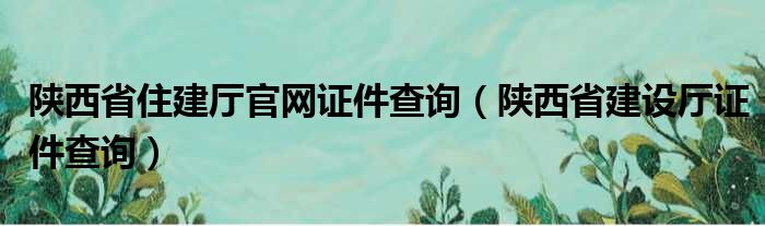 陕西省住建厅官网证件查询（陕西省建设厅证件查询）