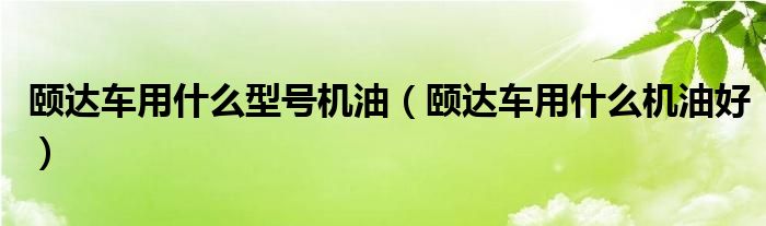 颐达车用什么型号机油（颐达车用什么机油好）