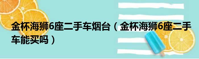 金杯海狮6座二手车烟台（金杯海狮6座二手车能买吗）