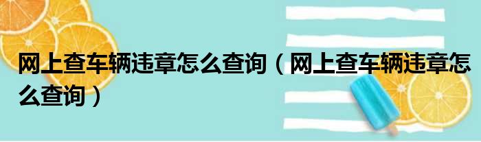 网上查车辆违章怎么查询（网上查车辆违章怎么查询）