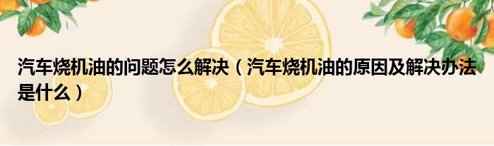 汽车烧机油的问题怎么解决（汽车烧机油的原因及解决办法是什么）