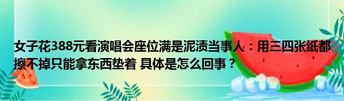 女子花388元看演唱会座位满是泥渍当事人：用三四张纸都擦不掉只能拿东西垫着 具体是怎么回事？