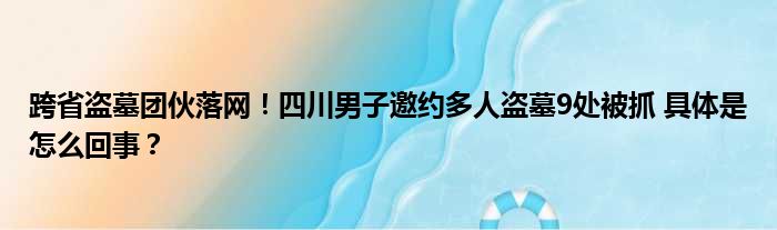 跨省盗墓团伙落网！四川男子邀约多人盗墓9处被抓 具体是怎么回事？