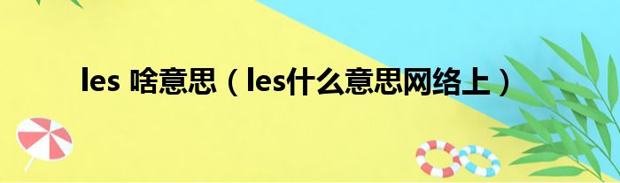 les 啥意思（les什么意思网络上）