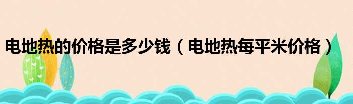 电地热的价格是多少钱（电地热每平米价格）