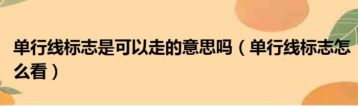 单行线标志是可以走的意思吗（单行线标志怎么看）