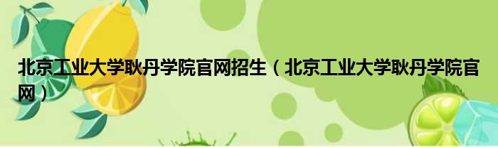 北京工业大学耿丹学院官网招生（北京工业大学耿丹学院官网）