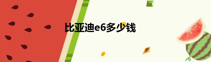 比亚迪e6多少钱