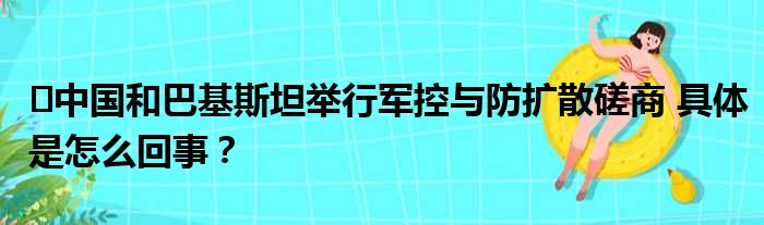 ​中国和巴基斯坦举行军控与防扩散磋商 具体是怎么回事？