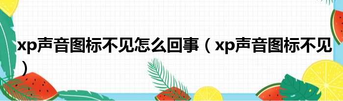 xp声音图标不见怎么回事（xp声音图标不见）