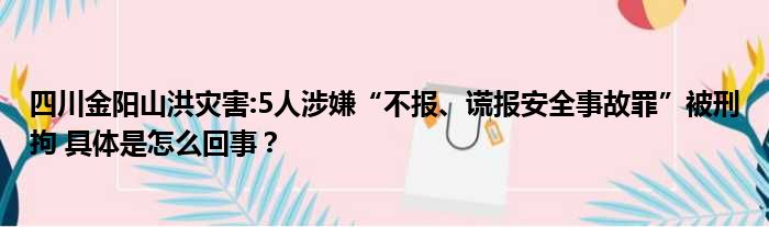 四川金阳山洪灾害:5人涉嫌“不报、谎报安全事故罪”被刑拘 具体是怎么回事？