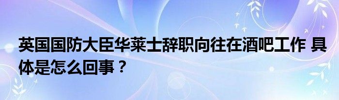 英国国防大臣华莱士辞职向往在酒吧工作 具体是怎么回事？