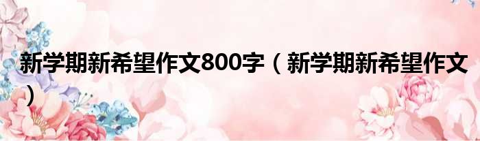 新学期新希望作文800字（新学期新希望作文）