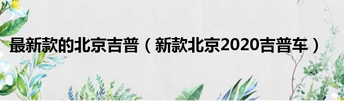 最新款的北京吉普（新款北京2020吉普车）