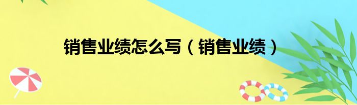 销售业绩怎么写（销售业绩）