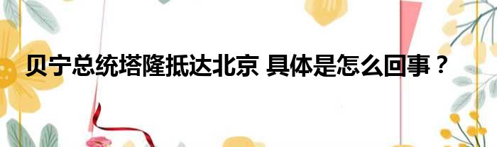 贝宁总统塔隆抵达北京 具体是怎么回事？