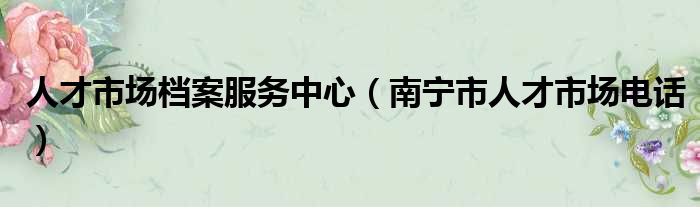 人才市场档案服务中心（南宁市人才市场电话）