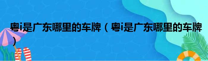 粤i是广东哪里的车牌（粤i是广东哪里的车牌）