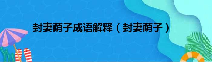 封妻荫子成语解释（封妻荫子）