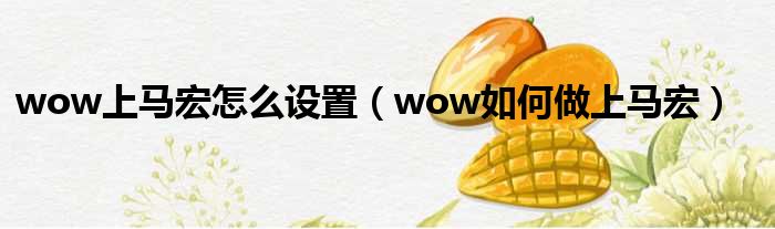 wow上马宏怎么设置（wow如何做上马宏）