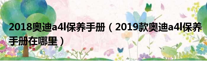 2018奥迪a4l保养手册（2019款奥迪a4l保养手册在哪里）