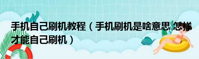 手机自己刷机教程（手机刷机是啥意思 怎样才能自己刷机）