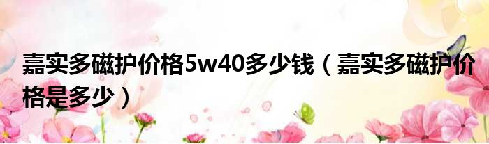 嘉实多磁护价格5w40多少钱（嘉实多磁护价格是多少）