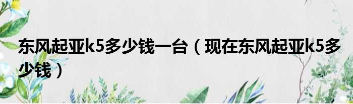 东风起亚k5多少钱一台（现在东风起亚k5多少钱）