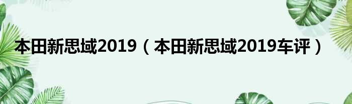 本田新思域2019（本田新思域2019车评）