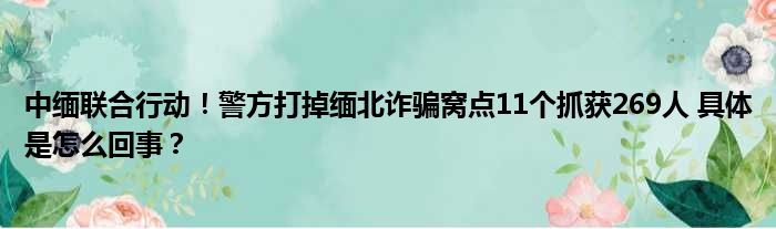 中缅联合行动！警方打掉缅北诈骗窝点11个抓获269人 具体是怎么回事？