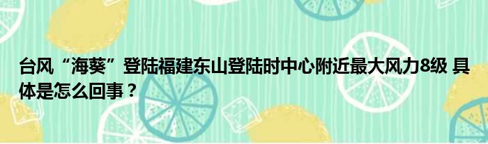 台风“海葵”登陆福建东山登陆时中心附近最大风力8级 具体是怎么回事？