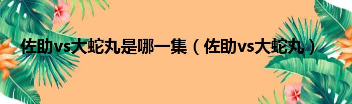 佐助vs大蛇丸是哪一集（佐助vs大蛇丸）